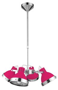 Hixo Round 4 Metal Shades Pendant Light In Pink And Chrome