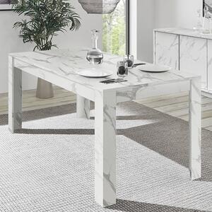 Corvi Wooden Dining Table In White Marble Effect