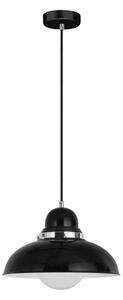 Hixo Round Metal Shade Pendant Light In Black And Chrome