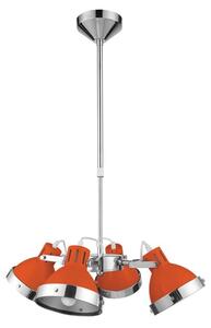 Hixo Round 4 Metal Shades Pendant Light In Orange And Chrome