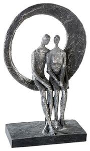 Love Place Poly Design Sculpture In Antique Silver And Grey