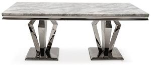 Arleen Large Marble Dining Table With Steel Base In Grey