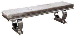 Kelsey Velvet Dining Bench With Stainless Steel Base In Pewter