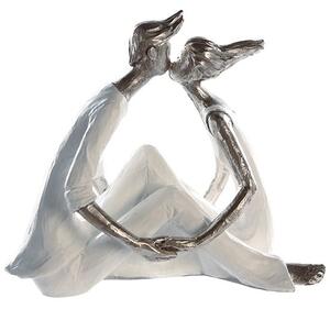 Kiss Me Poly Design Sculpture In White And Silver