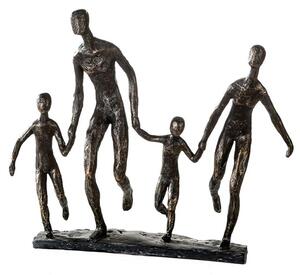 Family Poly Design Sculpture In Burnished Bronze And Grey