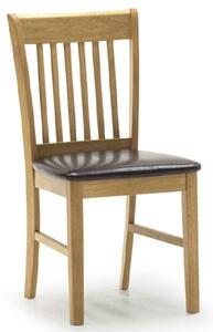 Clemson Wooden Dining Chair With Leather Seat In Natural