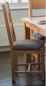 Brex Wooden Dining Chair With Grey Fabric Seat In Natural