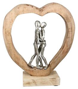 First Kiss Aluminium Sculpture In Silver With Wooden Frame