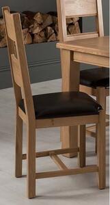 Brex Wooden Dining Chair With Brown Leather Seat In Natural