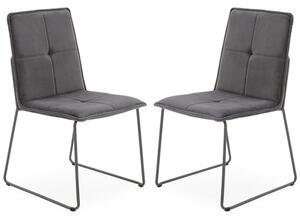 Sorani Grey Velvet Dining Chairs With Metal Legs In Pair