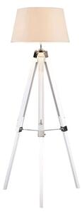 Baline Cream Fabric Shade Floor Lamp With White Tripod Base