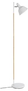 Bryton White Metal Floor Lamp With Natural Wooden Stand