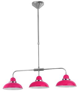 Jaspro 3 Steel Shades Pendant Light In Pink And Chrome