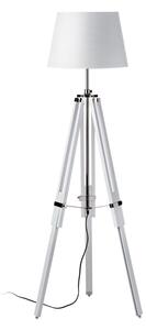 Jaspro White Fabric Shade Floor Lamp With Wooden Tripod Base