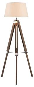 Baline Cream Fabric Shade Floor Lamp With Brown Tripod Base