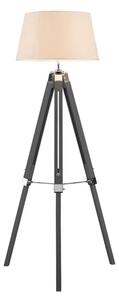 Baline Cream Fabric Shade Floor Lamp With Grey Tripod Base