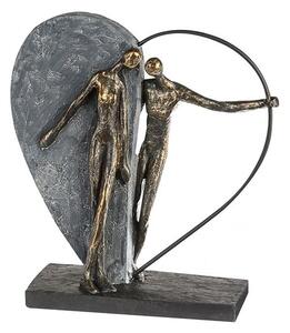 Heartbeat Poly Design Sculpture In Antique Bronze And Grey