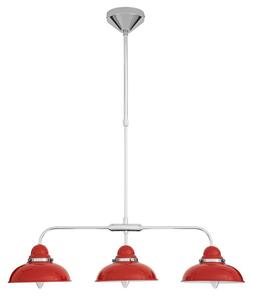 Jaspro 3 Steel Shades Pendant Light In Red And Chrome