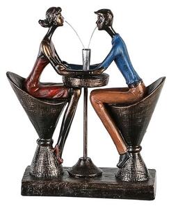 Table For Two Poly Sculpture In Antique Bronze And Multicolor