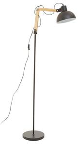 Blairon Black Metal Floor Lamp With Adjustable Wooden Arm