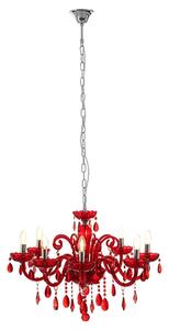 Murato 8 Bulb Cognac Crystal Chandelier Light In Red And Chrome