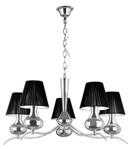 Gemosta 5 Arm Black Shade Pendant Light In Chrome