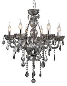 Murato 6 Bulb Cognac Crystal Chandelier Light Smoked In Chrome