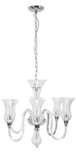 Wikota 6 Bulb Clear Glass Chandelier Ligth In Chrome