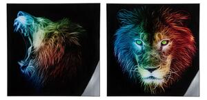 Lion Picture Set Of 2 Acrylic Wall Art In Multicolor And Black