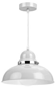 Varmora Round Bowl Metal Pendant Light In Grey And Chrome