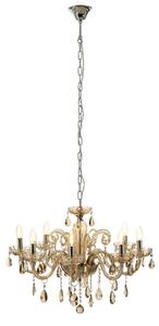 Murato 8 Bulb Cognac Crystal Chandelier Light Carved In Chrome