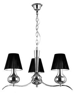 Gemosta 3 Arm Black Shade Pendant Light In Chrome