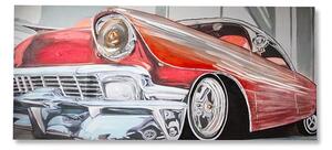 Classic Car 3D Picture Canvas Wall Art In Red And Silver