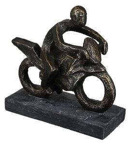 Motor Rider Poly Design Sculpture In Antique Bronze And Grey