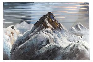 Mountain 3D Picture Canvas Wall Art In Silver And Grey