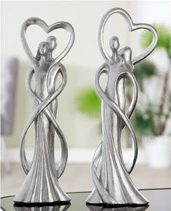 Couple Of Heart Affection Poly Design Sculpture In Silver