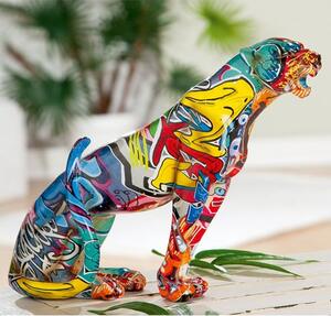 Ameli Leopard Pop Art Poly Design Sculpture In Multicolor