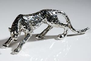 Leopard Poly Design Sculpture In Antique Silver