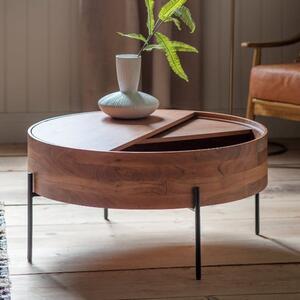 Pawhuska Round Acacia Wood Storage Coffee Table In Natural