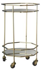 Ockham Octagonal Glass Shelves Drinks Trolley With Gold Frame