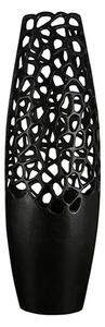 Crackly Aluminium Large Decorative Vase In Matt Black