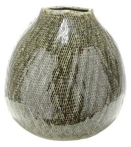 Cestino Ceramic Large Decorative Vase In Antique Green