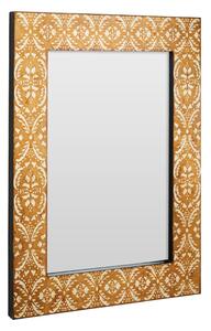 Demast Printed Damask Pattern Wall Mirror In Gold Wooden Frame