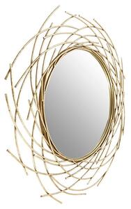 Farota Round Solar Design Wall Mirror In Champagne Gold Frame