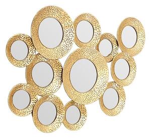 Martico Hammered Multi Circle Wall Mirror In Gold Frame