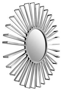 Farota Round Solar Design Wall Mirror In Silver Frame