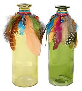 Cuba Glass Set Of 2 Large Decorative Bottle Vase In Multicolor