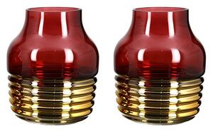 Noble Glass Set Of 2 Large Decorative Vase In Burgundy And Gold