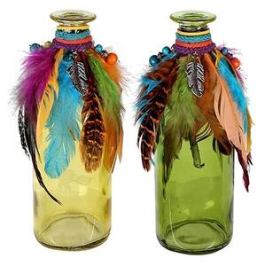 Cuba Glass Set Of 2 Small Decorative Bottle Vase In Multicolor