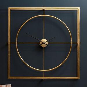 Trigona Square Metal Wall Clock In Gold Frame